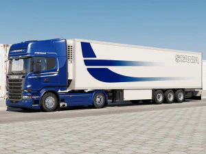 streamline truck with trailer 3D Model