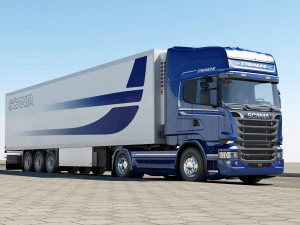 streamline truck with trailer 3D Model