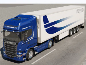 streamline truck with trailer 3D Model
