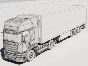 streamline truck with trailer 3D Model