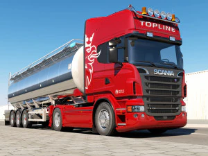 streamline truck with trailer 3D Model