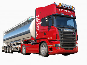 streamline truck with trailer 3D Модель