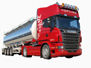 streamline truck with trailer 3D Model