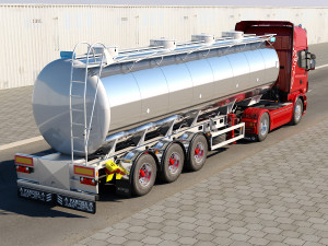truck with tanker trailer 3D 모델