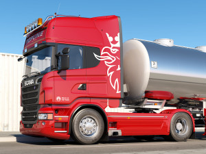 truck with tanker trailer 3D 모델