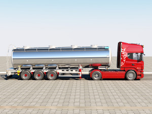 truck with tanker trailer 3D 모델