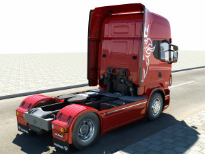 truck with tanker trailer 3D 모델