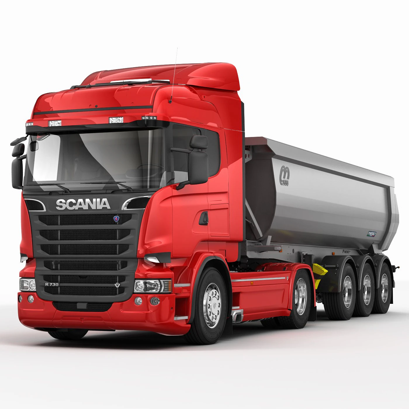 truck tipper trailer 3D Model .c4d .max .obj .3ds .fbx .stl .blend