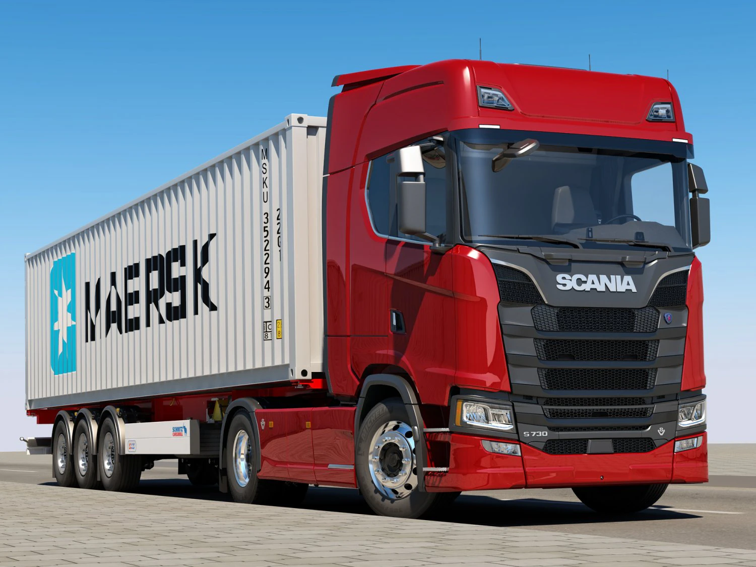 Truck s 730 container 3D Model .c4d .max .obj .3ds .fbx .stl .blend