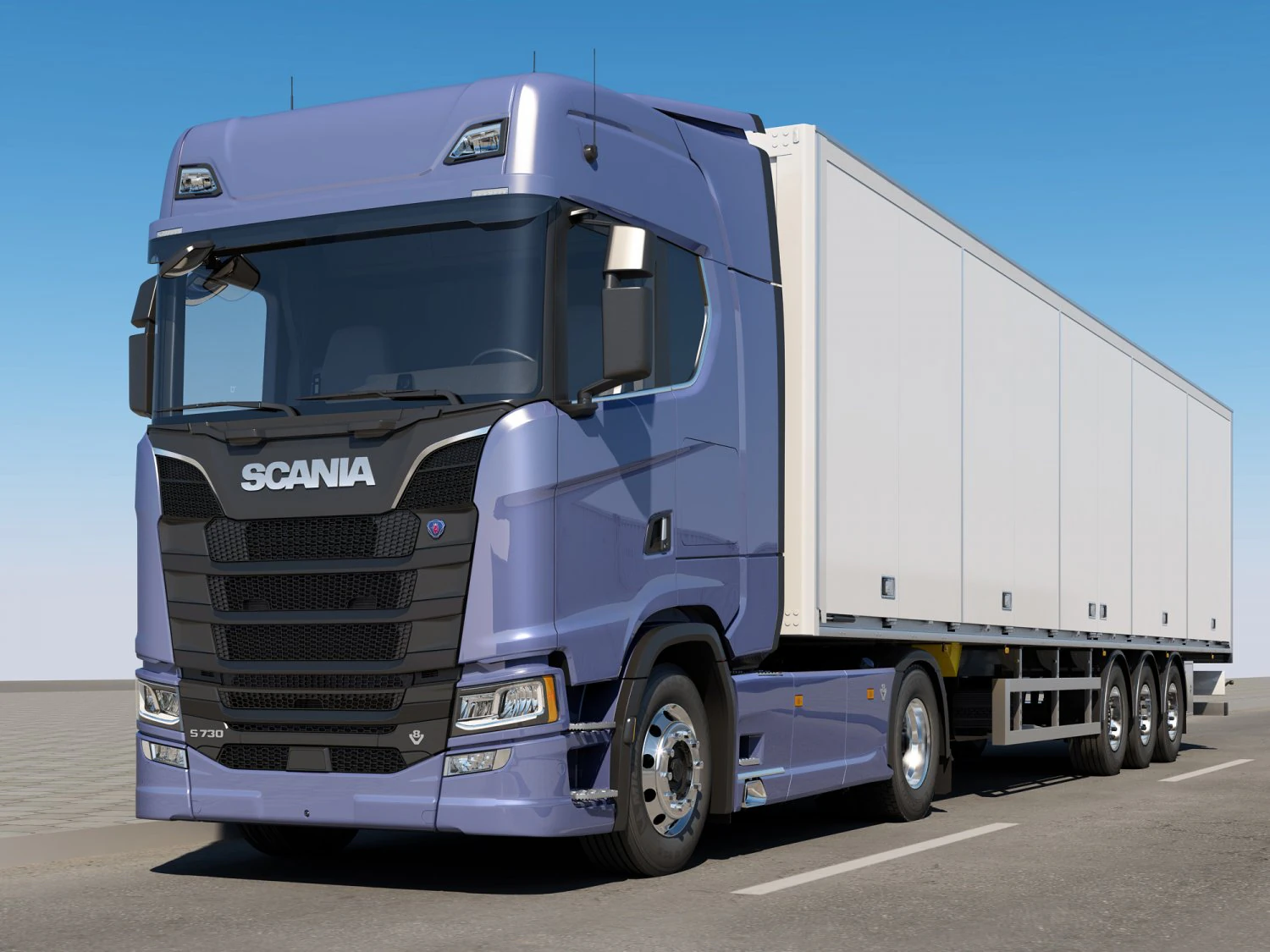 truck s730 with trailer 3D Model .c4d .max .obj .3ds .fbx .stl .blend