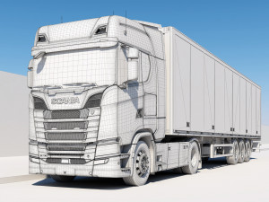 truck s730 with trailer Modelo 3D
