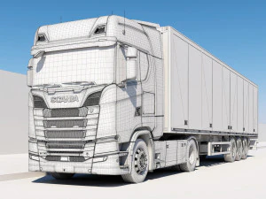 truck s730 with trailer 3D Model