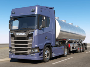 truck with semi trailer tanker 3D-Modell