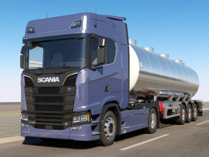 truck with semi trailer tanker 3D Модель
