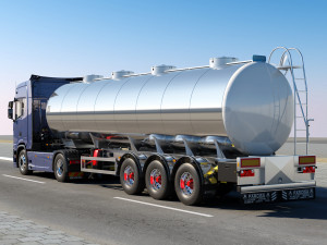 truck with semi trailer tanker 3D Модель