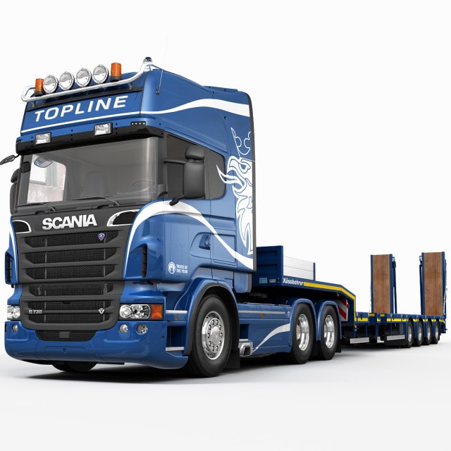 Truck platform trailer 3D 模型 .c4d .max .obj .3ds .fbx .stl .blend