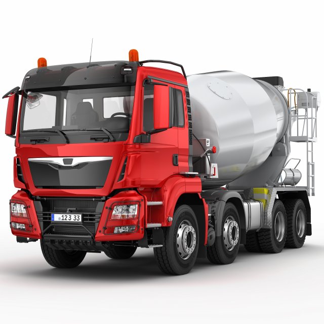concrete mixer truck 8x4 Modelo 3D .c4d .max .obj .3ds .fbx .stl .blend 