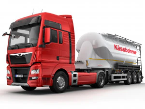 caminh&atilde;o com reboque de silo Modelo 3D