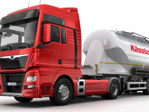truck with silo trailer 3D Model