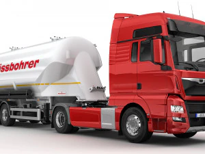 truck with silo trailer 3D Model