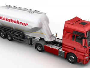 truck with silo trailer 3D Model