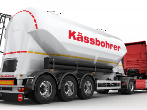truck with silo trailer 3D Model