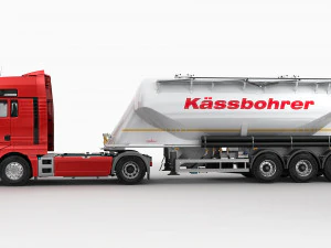 truck with silo trailer 3D Model