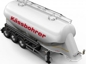 truck with silo trailer 3D Model