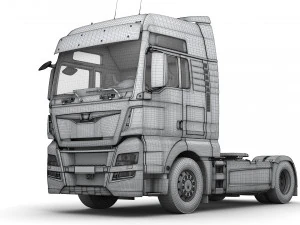 truck with silo trailer 3D Model