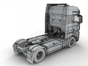 truck with silo trailer 3D Model