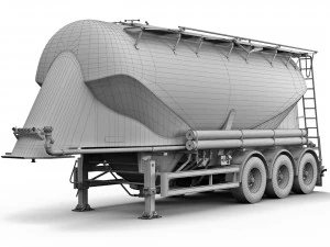 truck with silo trailer 3D Model