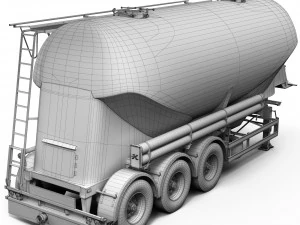 truck with silo trailer 3D Model