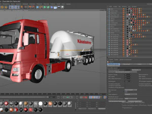 truck with silo trailer 3D Model