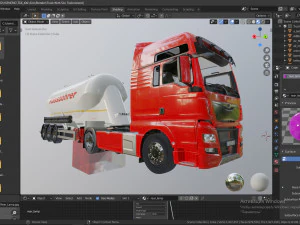 truck with silo trailer 3D Model