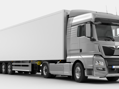 Truck 4X2 with Semi Trailer 3D 모델