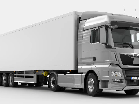 Truck 4X2 with Semi Trailer 3D Model