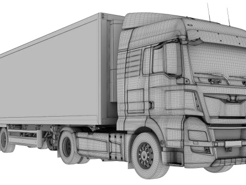 Truck 4X2 with Semi Trailer 3D Model