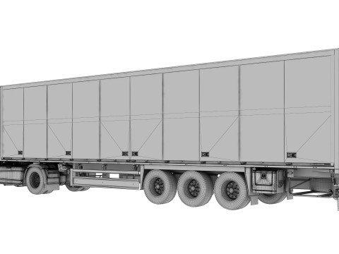 Truck 4X2 with Semi Trailer 3D 모델