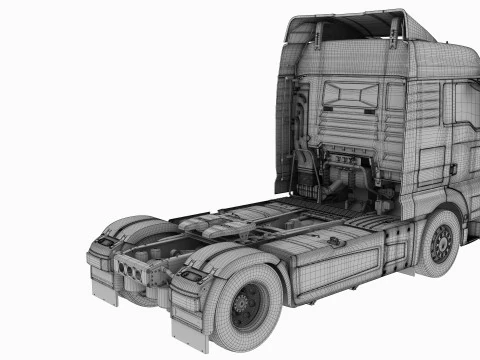 Truck 4X2 with Semi Trailer 3D Model