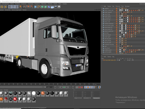 Truck 4X2 with Semi Trailer 3D 모델