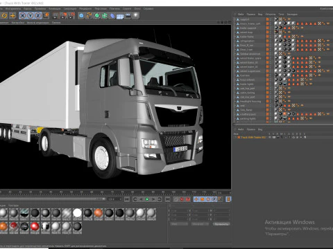 Truck 4X2 with Semi Trailer 3D Model