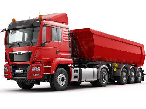 Truck 4X2 with Tipper Trailer 3D-Modell