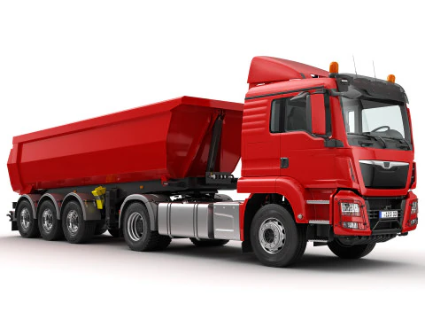 Truck 4X2 with Tipper Trailer 3D Model