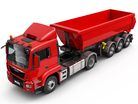 Truck 4X2 with Tipper Trailer 3Dモデル