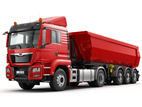 Truck 4X2 with Tipper Trailer 3D Model