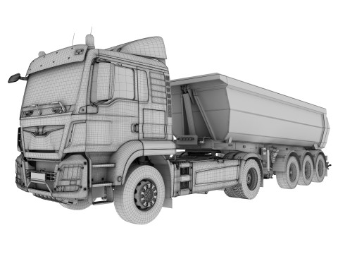 Truck 4X2 with Tipper Trailer 3Dモデル