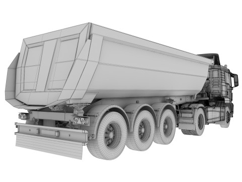 Truck 4X2 with Tipper Trailer 3Dモデル