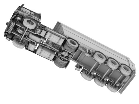 Truck 4X2 with Tipper Trailer 3Dモデル