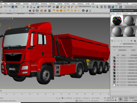 Truck 4X2 with Tipper Trailer 3D Model