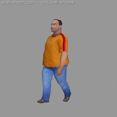 animated fat man 3D Model .c4d .max .obj .3ds .fbx .stl .blend 